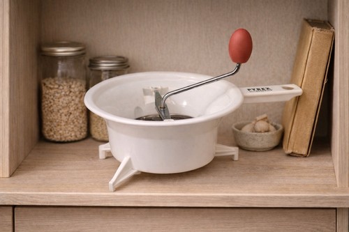 Pyrex Accessories Food Mill Strainer Sieve w/ Hand Crank White Kitchen Tool