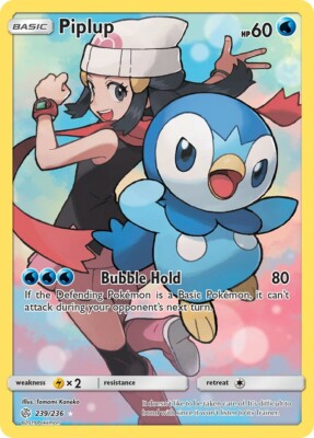 Pokémon TCG Piplup Sun & Moon - Cosmic Eclipse 239/236 Holo Secret Rare