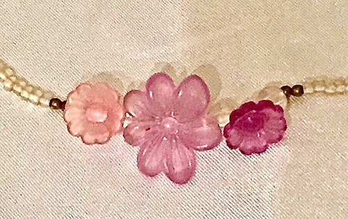 Pink Flower Daisy Girls Necklace 14" Lucite Choker Vintage - Picture 4 of 9