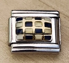 Checkered Racing Flag Checker Italian Charm 9mm Bracelet Link stainless