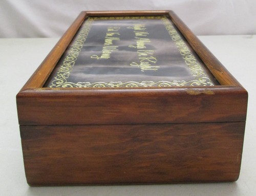 Vintage 1974 Wood Classics Desk Organizer Wooden Box Glass June 1977 Calendar - Picture 10 of 10