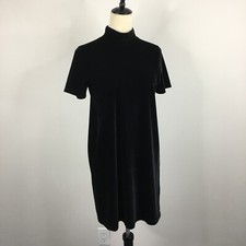 MADEWELL Black Mock Neck Velour/Velvet Short Sleeve Basic Dress Womens sz Small