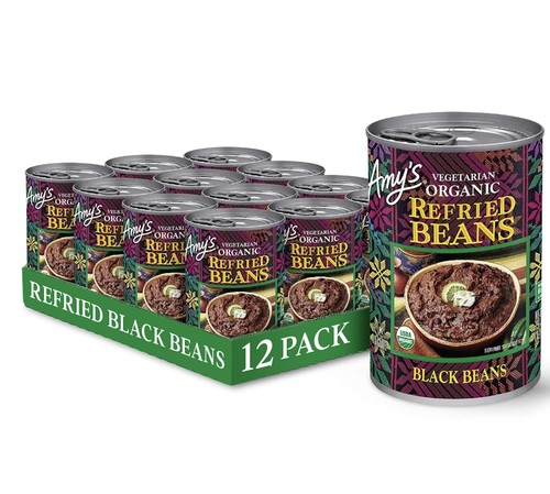 Amy's Organic Vegetarian Refried Black Beans 15.4 Oz 12 Pack Gluten Free Vegan