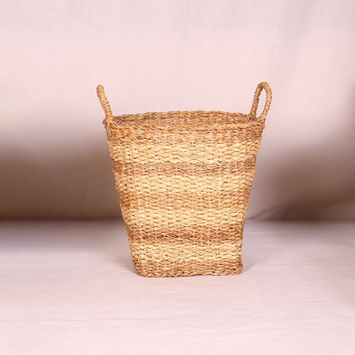 Natural Seagrass Striped Round Bucket Basket - Medium