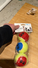 Blue Paws - Set Of 3 Tennis Balls for Dogs/Cats NEW