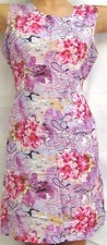 New 100% Rayon Women Floral Dress One size Pullover W/Waist ties Lilac Multi