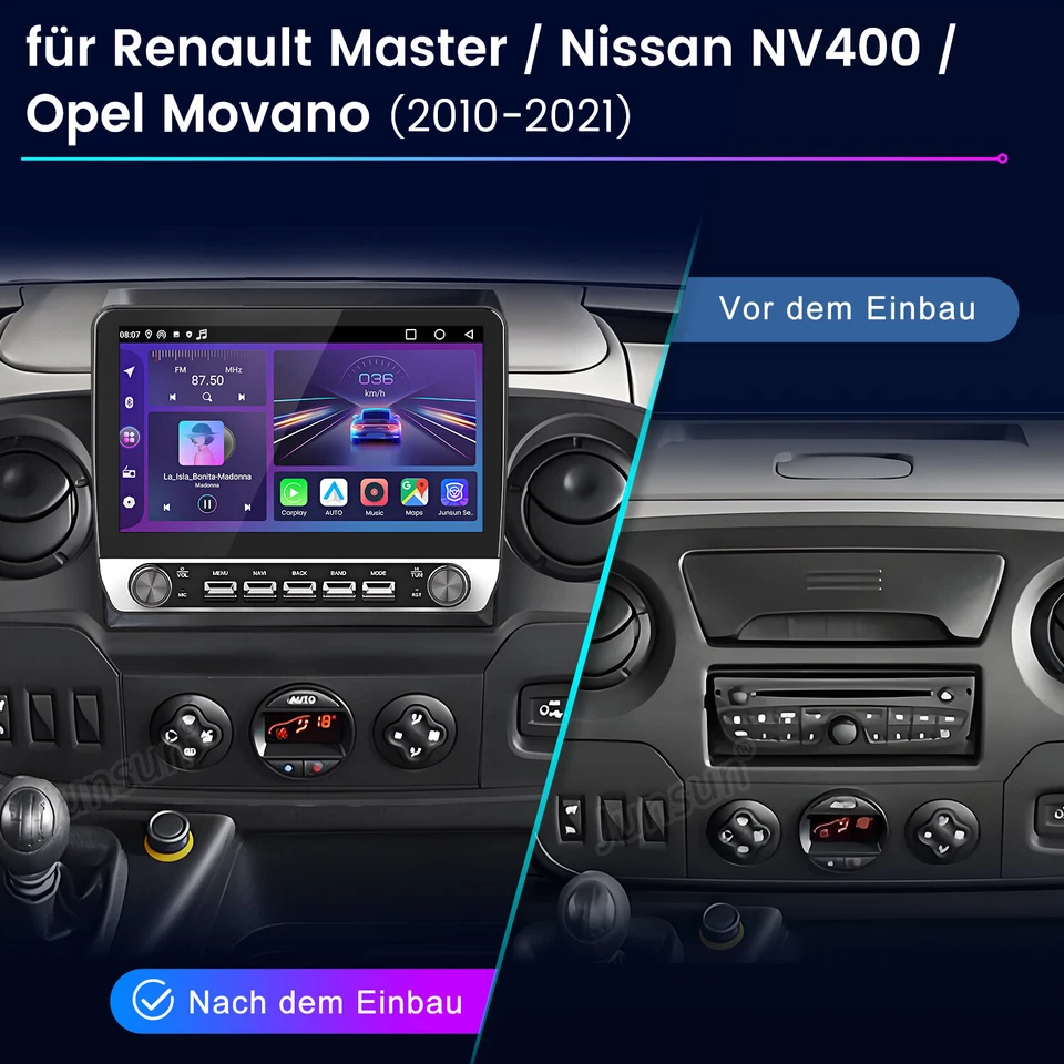 Android 13 Autoradio Für Renault Master/Nissan NV400/Opel Movano 2010-21 SWC BT - Bild 2 von 4