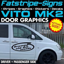 to fit MERCEDES VITO MK2 GRUMPY GIT DOOR GRAPHICS STICKERS CAMPERVAN MOTORHOME
