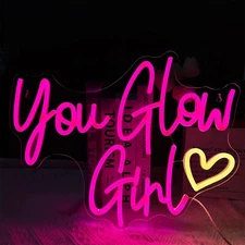 You Glow Girl Neon Sign for Bedroom Home Wedding Wall Decor LED Neon Sign