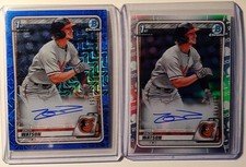 (2) X 2020 Bowman Chrome Prospect Zach Watson Auto Refractors Base & Blue MOJO