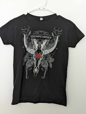 Soundgarden King Animal T-Shirt Women's Small Black Skull Antlers Grunge Rock 