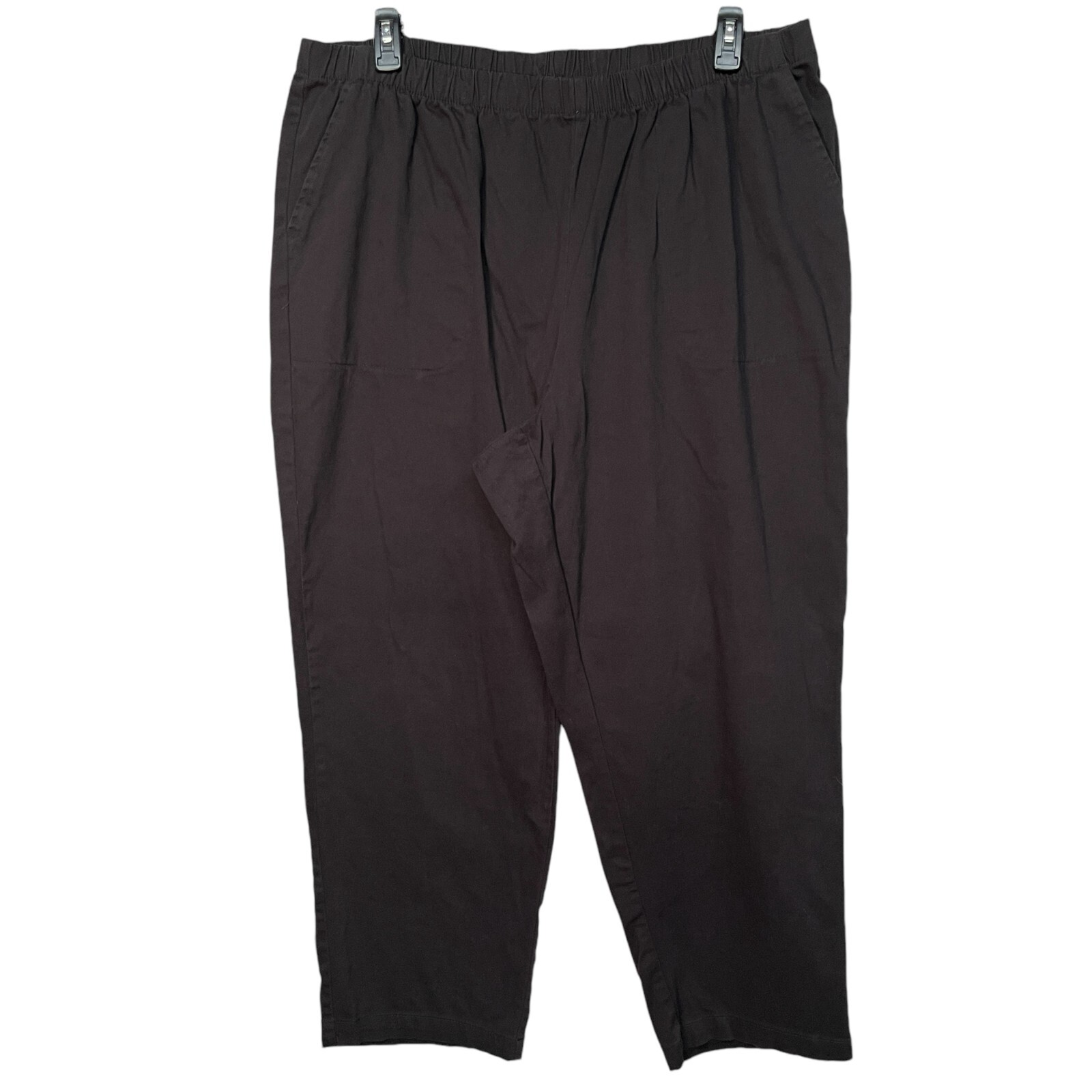 Woman Within Women Ankle Pants Size 28W Black Pocket Pull-On Stretch Cotton