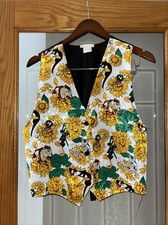 Vintage Looney Tunes Sunflower Vest 1994 Taz Bugs Bunny Sylvester Tweety Marvin