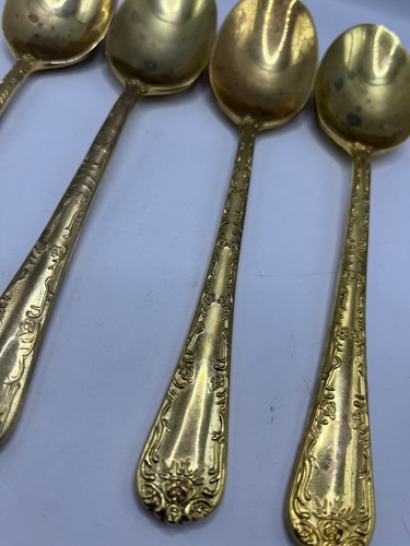 WM Rogers & Sons Gold Plated Flatware Enchanted Rose Spoons Set Of 4 Opulent - Picture 3 of 10