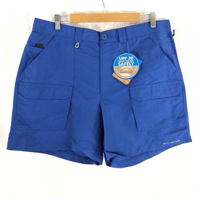 Columbia Mens Cargo Board Shorts Omni Shade UPF 30 Omni Wick Blue Size