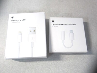 Apple OEM 6ft. Charging Cable with Headphone Jack Adapter - Bundle 
