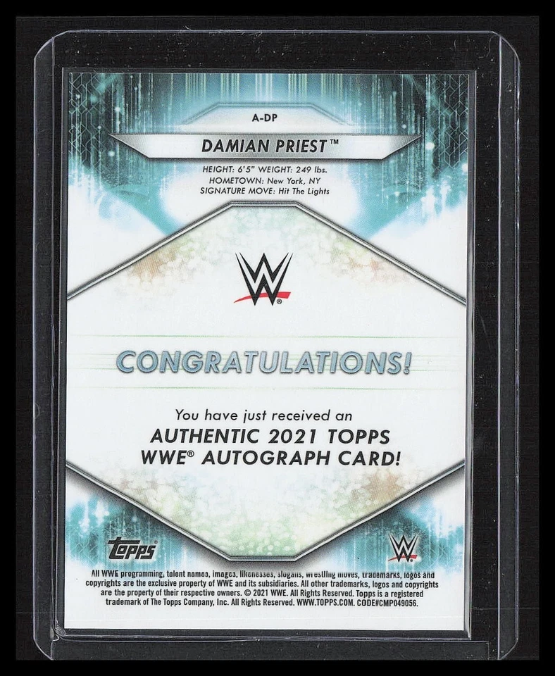 DAMIAN PRIEST 2021 Topps WWE Wrestling Autographs Purple Auto 18/25 New York - Image 2 of 2