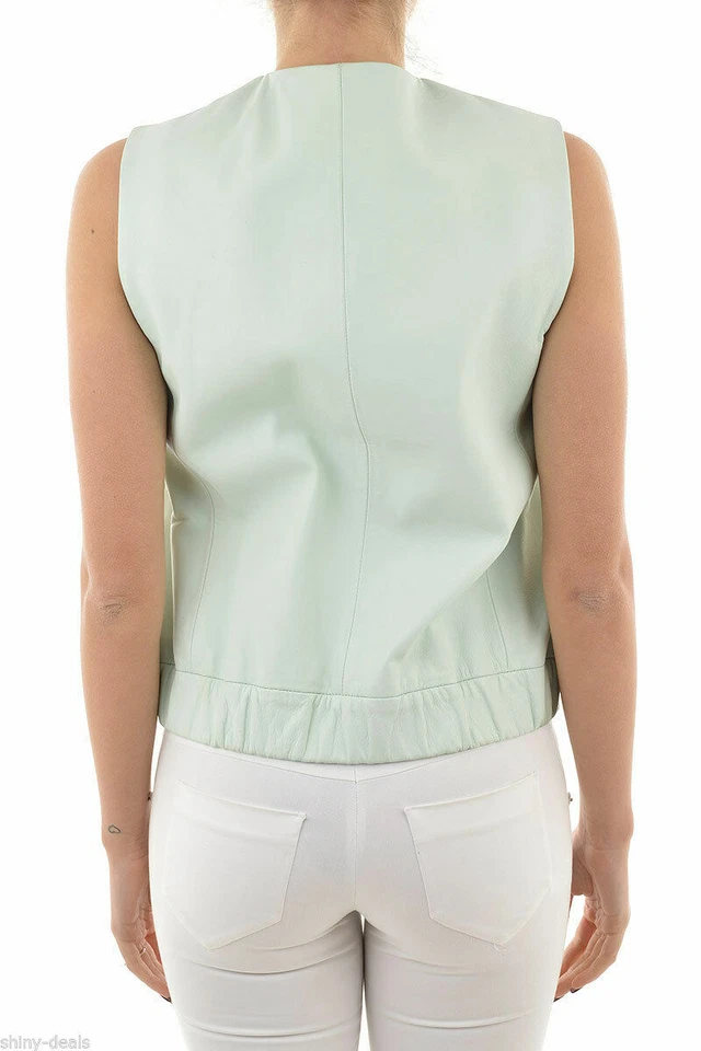 DROME Leather Mint Turquoise Double Breasted Vest Jacket Sz S Made in Italy - Image 4 of 4