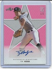 Ty Hodge 2020 Leaf Perfect Game Auto SP #1/1 Pink Blank Back