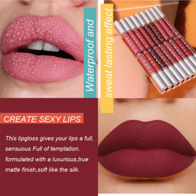 Wasserdichter Matter Lippenstift Für Frauen Samtiger Mattierter   