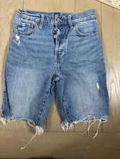 Vintage Gap Jean Shorts Women 25 Blue Denim Distressed Button Fly Grunge