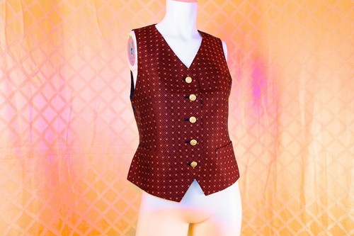 Gilet donna ESCADA Italy rosso oro nero seta geometrica taglia M euro 35 - Foto 4 di 10