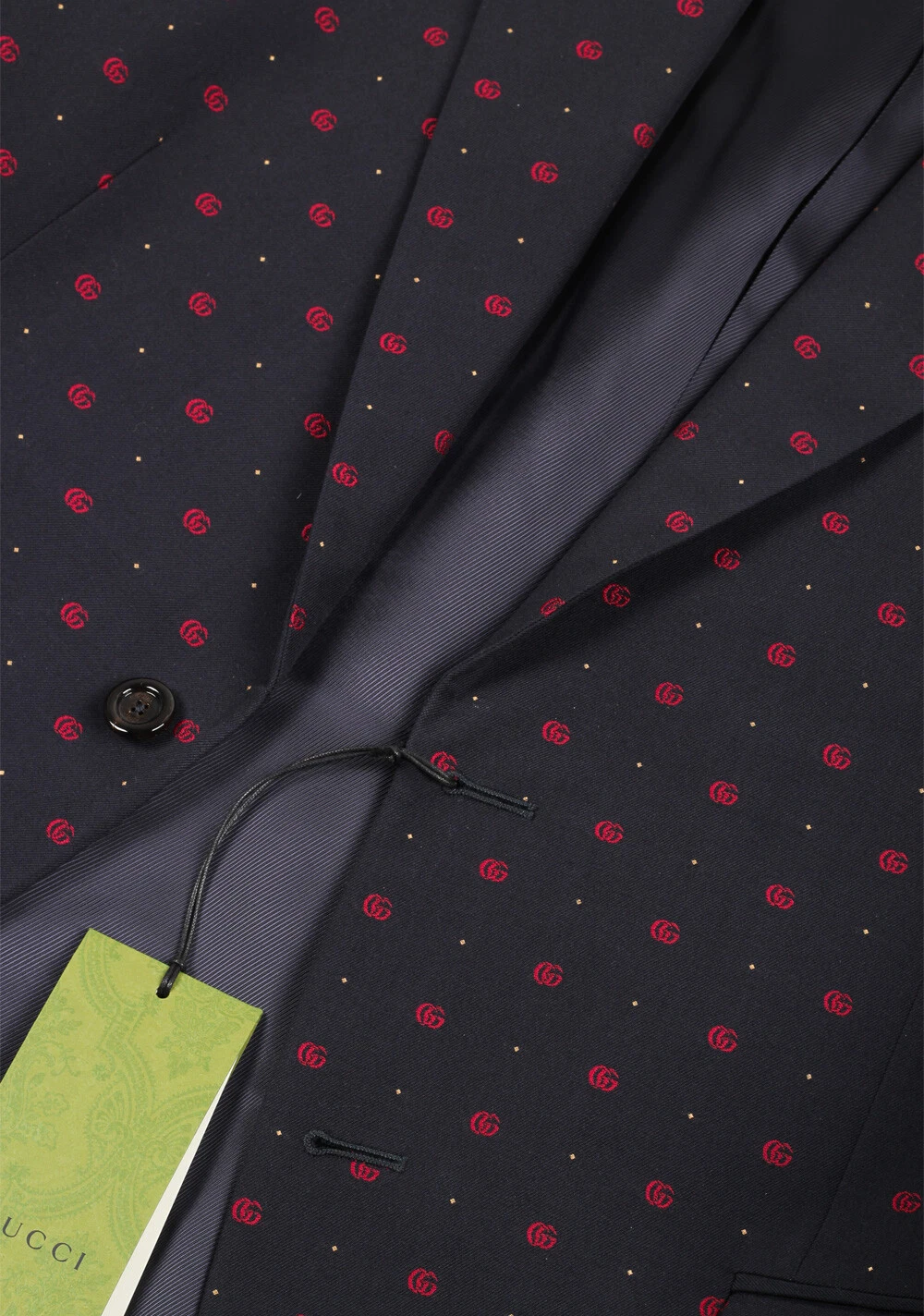 Abito firmato blu rosso GG Gucci taglia 46 IT 36R USA nuovo con etichette