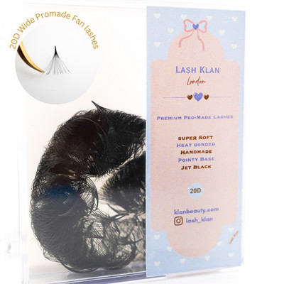 20D lose Promade Fan russische Volumen Wimpern Jet Black spitzer Sockel 0,05mm D Curl