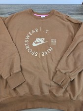 Nike Crewneck Sweatshirt Women's Large Oversized Brown Pullover Long Sleeve