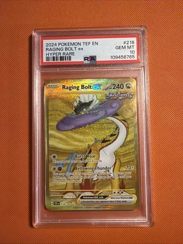 PSA 10 Gem MT Raging Bolt EX Temporal Forces Gold Hyper Rare 218/162 Pokémon TCG