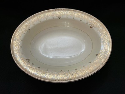 VTG  EDWIN M. KNOWLES Hostess 9.5  Oval Vegetable Serving Bowl 22K Gold Trim