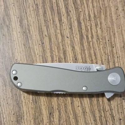 SOG Twitch II Assisted Opening Pocketknife Plain Edge Gray Stainless Steel Clip