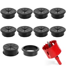 8 Pcs Black Desk Grommet, 2 Inch Desk Hole Cover for Cables, Grommet Cover wi...