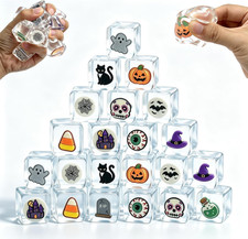 24 Pcs Halloween Cube Squishy Toys, Squeeze Fidget Toys for Kids Party