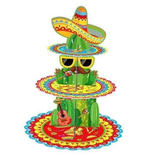 Large 3-Tier Cupcake Stand Party Supplies Cinco de Mayo Mexico Fiesta Mexican