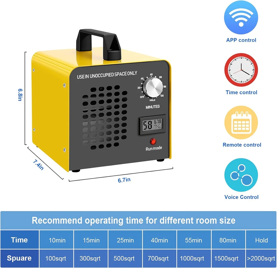 Generador De Ozono 10000 Comercial Eliminador Olor Para Casa Auto Portatil Wi-fi - Imagem 3 de 4