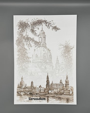 Kohlezeichnung Dresden Frauenkirche Canaletto 2002 Elbflorenz 29,5x42cm