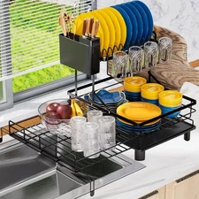 2 Tier Dish Drying Rack - Expandable Dish Rack , 304 Stainless Steel Dish Rack