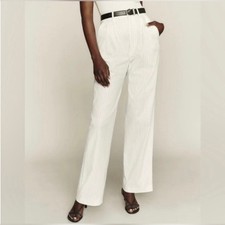 NWT REFORMATION Oren Pants Wide Leg White Pinstripe Office Spring
