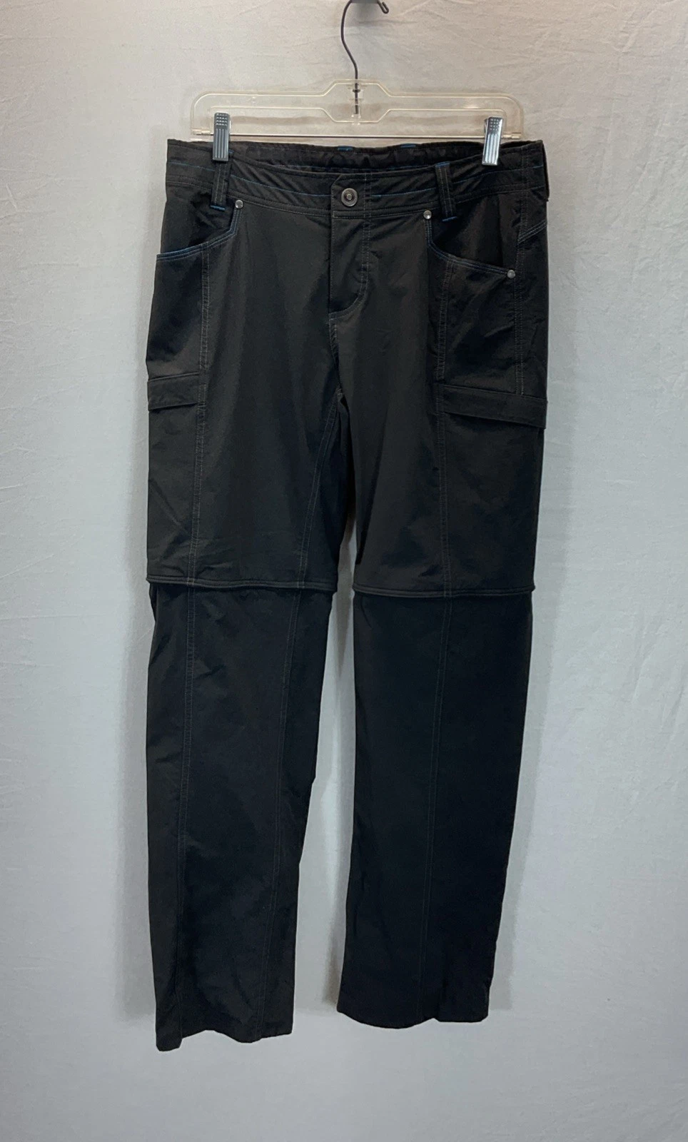 Kuhl Pants Women sz 10 Reg Convertible Zip Off Cargo Hiking dark gray lightwt