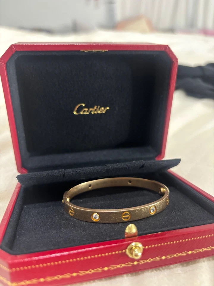 Cartier любовь браслет 17 розовое золото с 4 бриллиантами - Изображение 3 из 3