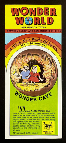 1970s San Marcos Texas Wonder World Caves Wildlife Park VTG TX Travel Brochure