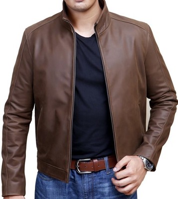 Men s Motorcycle Biker Cafe Racer Brown Genuine Cow Leather Winter Jacket ALL SZ
