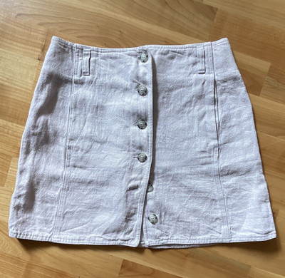 Marc Cain Damen Minirock S beige Leinen mit Knopfleiste & Taschen, kurz