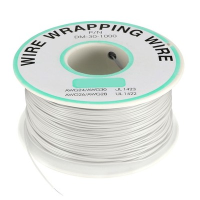 OK Wire Tin Plated Copper Cord Wire Wrapping P/N 30 AWG 650ft L White