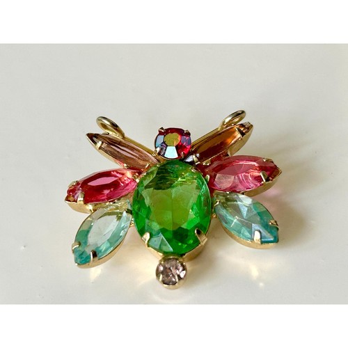 Juliana D&E insect brooch - flying insect jewelry - rhinestone brooch - 50s -