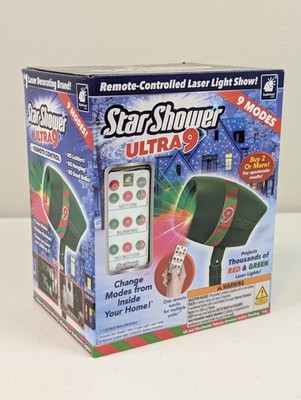 Star Shower Ultra 9 Christmas Laser Projector Red Green W/ Remote Light Show NEW