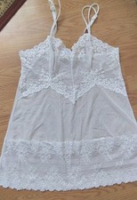 Wacoal Ivory White Lace Satin Camisole Slip Dress size XXL Lingerie Semi Sheer