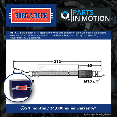 Brake Hose fits VAUXHALL COMBO C Front 1.4 1.6 1.3D 1.7D 01 to 12 Hydraulic B&B