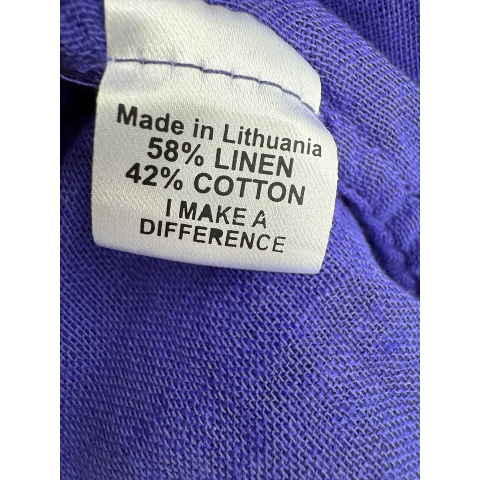 Vestido FLAX para mujer mediano púrpura lino mezcla algodón manga larga minimalista NUEVO Foto 3 de 4